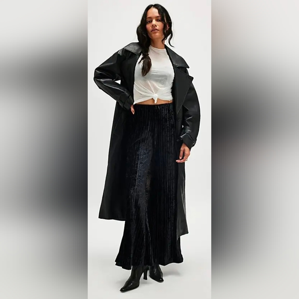 Free People Star Sign Black Velvet Wide Leg Pants - Picture 2 of 7